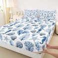 thumbnail image 4 of spefrowx Watercolor Seahorse Queen Sheets for Kids, Blue Coral Spiral Shell Queen Sheet Sets, 4-Piece, 1 Flat Sheet, 1 Fitted Sheet and 2 Pillowcases, 4 of 5