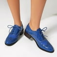 thumbnail image 3 of Oxford Shoes for Women Lace up Wingtip Vintage Pattern Leather Low Heel Pumps Shoes Business Work Casual Dress Shoes Blue Size 7.5, 3 of 7