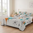 thumbnail image 2 of Queen Quilt Set 90''x96'', Teal Orange Boho Lightweight Summer Bedspread Coverlet Set with 2 Pillow Shams, Middle Century Geometric Abstract Breathable All Season Quilt Bedding for Bedroom/Guest Room, 2 of 9