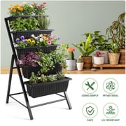 Funcid 4 ft Vertical Garden 5-Tier Raised Garden Bed Planter Box for Patio Balcony Flower Herb Freestanding Garden Planter Black, 26×22.75×45