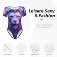 thumbnail image 4 of Kdxio Cool Lion Head for Women's Short-Sleeved Onesie Stylish Round Neck Pajamas Bodysuit Jumpsuit Nightwear-Small, 4 of 7
