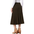 thumbnail image 3 of INSPIRE CHIC Women's Pleated High Waist Stretch A-Line Casual Knit Midi Skirt M Coffee, 3 of 6