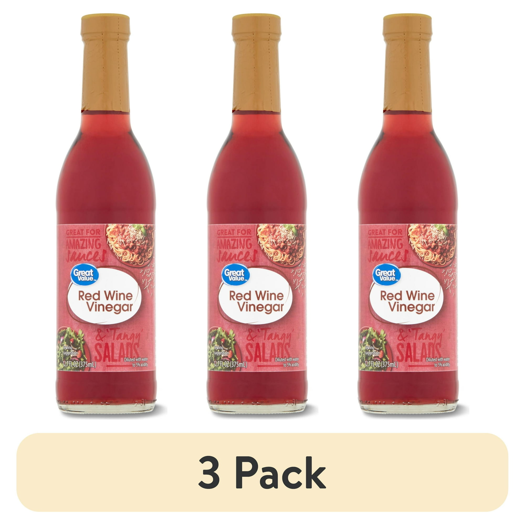 (3 pack) Great Value Red Wine Vinegar, 12.7 fl oz