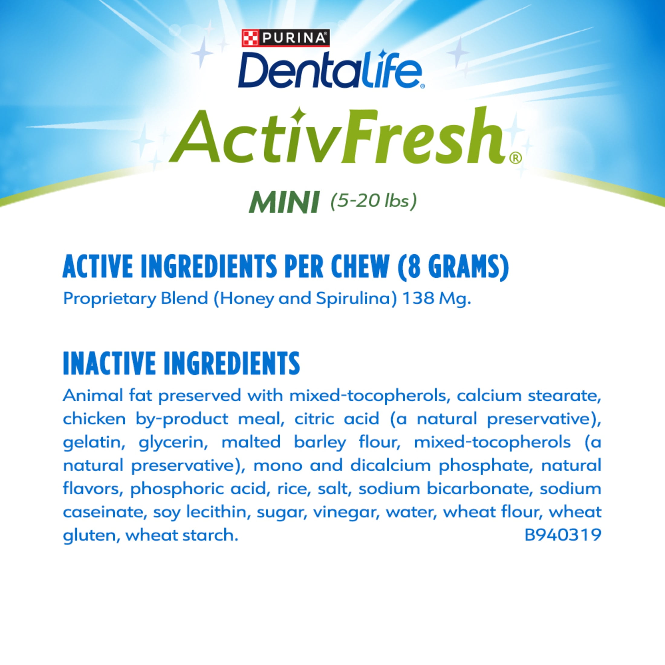 (4 pack) Purina DentaLife ActivFresh Mini Dog Treats Dental Chews with Chicken, 6.1 oz Pouch, 21 Chews