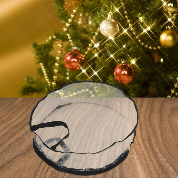 WASHWEPE Round Clear Christmas Wreath Storage Bag 1Pack for Wreath Holder and Decorators