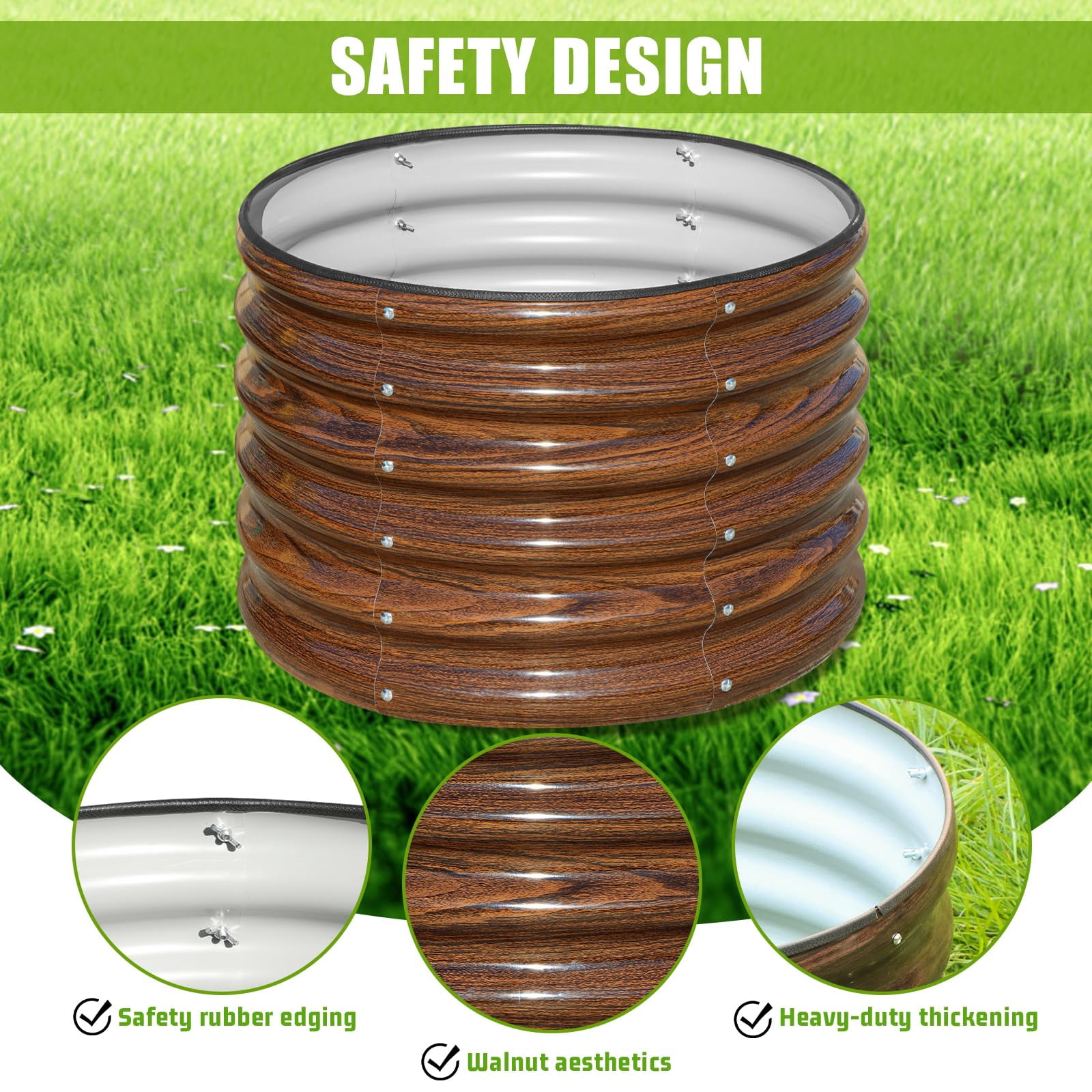 Raised Garden Bed, 2×2×1.5ft Round Galvanized Outdoor Planter Box, 17" Tall Deep Metal Garden Bed Kit for Vegetables, Fruits, Flowers, Brown