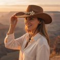 thumbnail image 6 of Hsqqdc Western Cowboy Hat with Flower Band Cowgirl Cap for Parties, 6 of 7