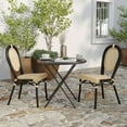 thumbnail image 3 of Merrick Lane Set of Two Stacking Thonet French Bistro Style Chair, Natural PE Cane Rattan Seat, and Black Metal Frame for Indoor/Outdoor Use, 3 of 14
