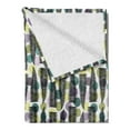 thumbnail image 2 of Leaves Soft Flannel Fleece Throw Blanket, Ornate Polka Dotted Pattern with Monochrome Tropical Spring Foliage Illustration, Cozy Plush for Indoor and Outdoor Use, 70" x 90", Multicolor, by Ambesonne, 2 of 5