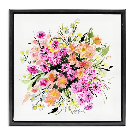 Stupell Industries Traditional Mums & Daisies Composition Black Floating Frame Canvas Art, 18 x 18, by Alexandria Gilbert Kincaid