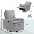 thumbnail image 7 of Oxford Baby Uptown Upholstered Glider Recliner Rocking Chair 360° Swivel for Nursery and Living Room – Boucle Koala Gray​, 7 of 7