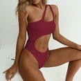 thumbnail image 4 of Women Bathing Suits One Piece Bathing Suit for Women Women One Shoulder Cutout High Waisted Bikini Set Crisscross 2 Piece Swimsuit Bathing Suit, 4 of 7