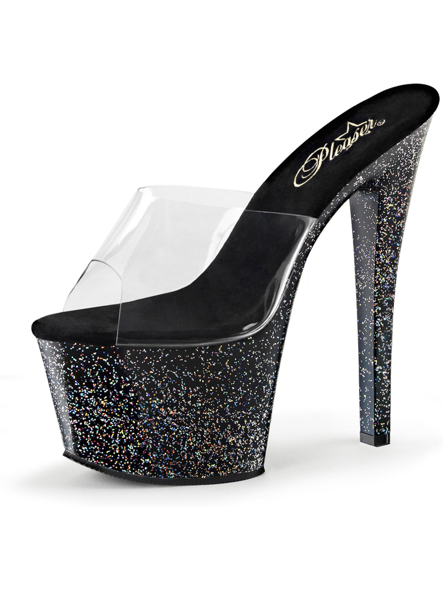 black glitter court heels