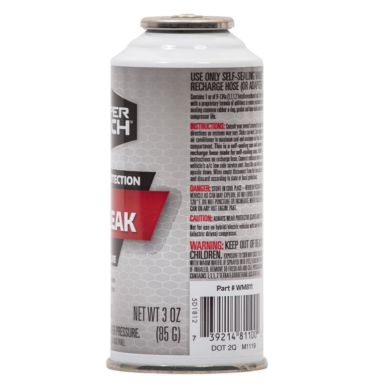 Super Tech Auto R-134a Refrigerant with Stop Leak, Self-sealing, 3