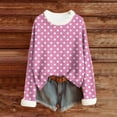 thumbnail image 5 of Ounisa Womens Tops Autumn Winter Pullover Sweater Loose Casual Long Sleeved Round Neck Polka Dots Pattern Shacket Blouse, 5 of 5