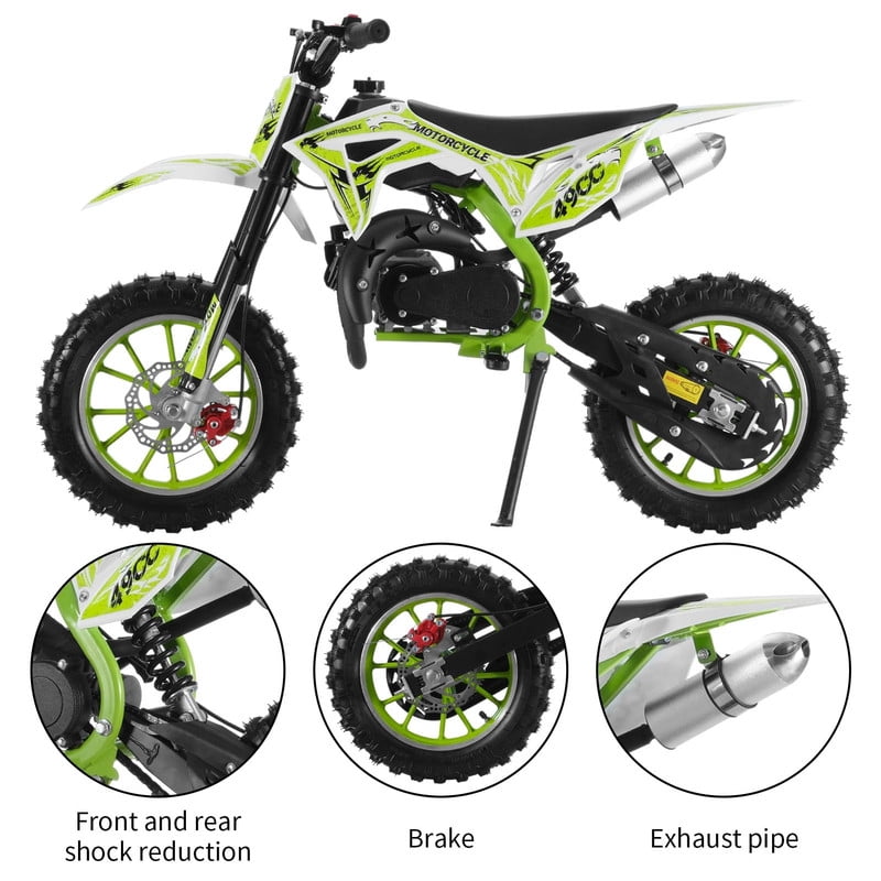 Floseru Gas Dirt Bike Kids 49cc, Gas Dirt Bikes for Kids 6-12, 2-Stroke Gas Motorcycle with Front Rear Disc Brakes, Kids Motorcycle with Off-Road Tires, Shock Absorption Springs, Soft Seat Cushion