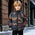 thumbnail image 6 of Spazoro Boys Padded Winter Jacket with Pockets, Stand Collar All‑Over Art Print Elastic Cuffs Quilted Construction Full Zip Closure Warm Outerwear for Kids Multicolor Size 8-9, 6 of 9