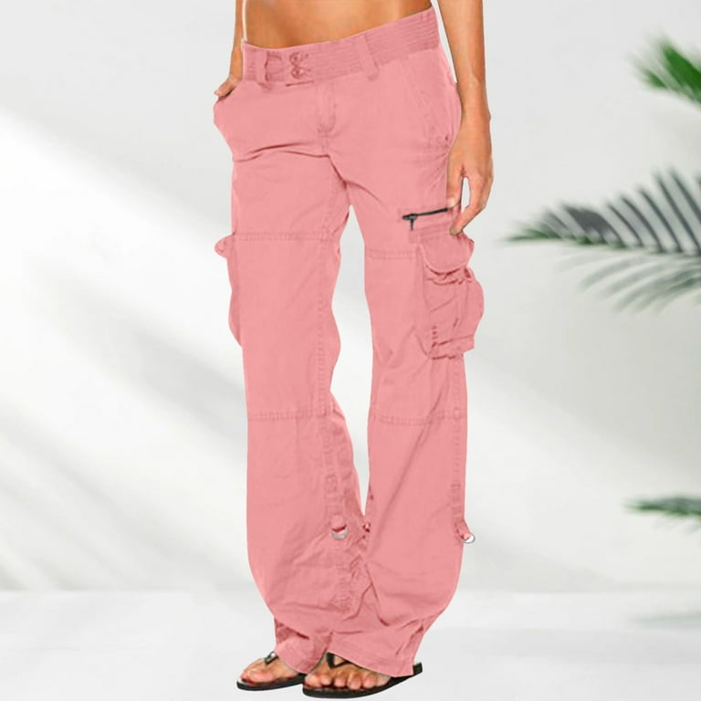 Fsqjgq Women's Stretchy Straight Dress Pants with Pockets Plus