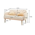 thumbnail image 5 of 55'' Modern Velvet Couch, Button Tufted Sofa with 2 Decor Pillows and with Metal Legs, Upholstered Loveseat Sofa for Living Room and Bedroom, Beige, 5 of 7