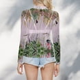 thumbnail image 3 of Gibobby Blusas Holgada Blusa de manga larga con cuello redondo a la moda de verano para mujer, camisa estampada superior semitransparente, camisa inferior（Beige， XXXL), 3 of 4