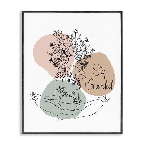 Stupell Industries Stay Grounded Portrait Typography Painting Black Framed Art Print Wall Art, 16 x 20