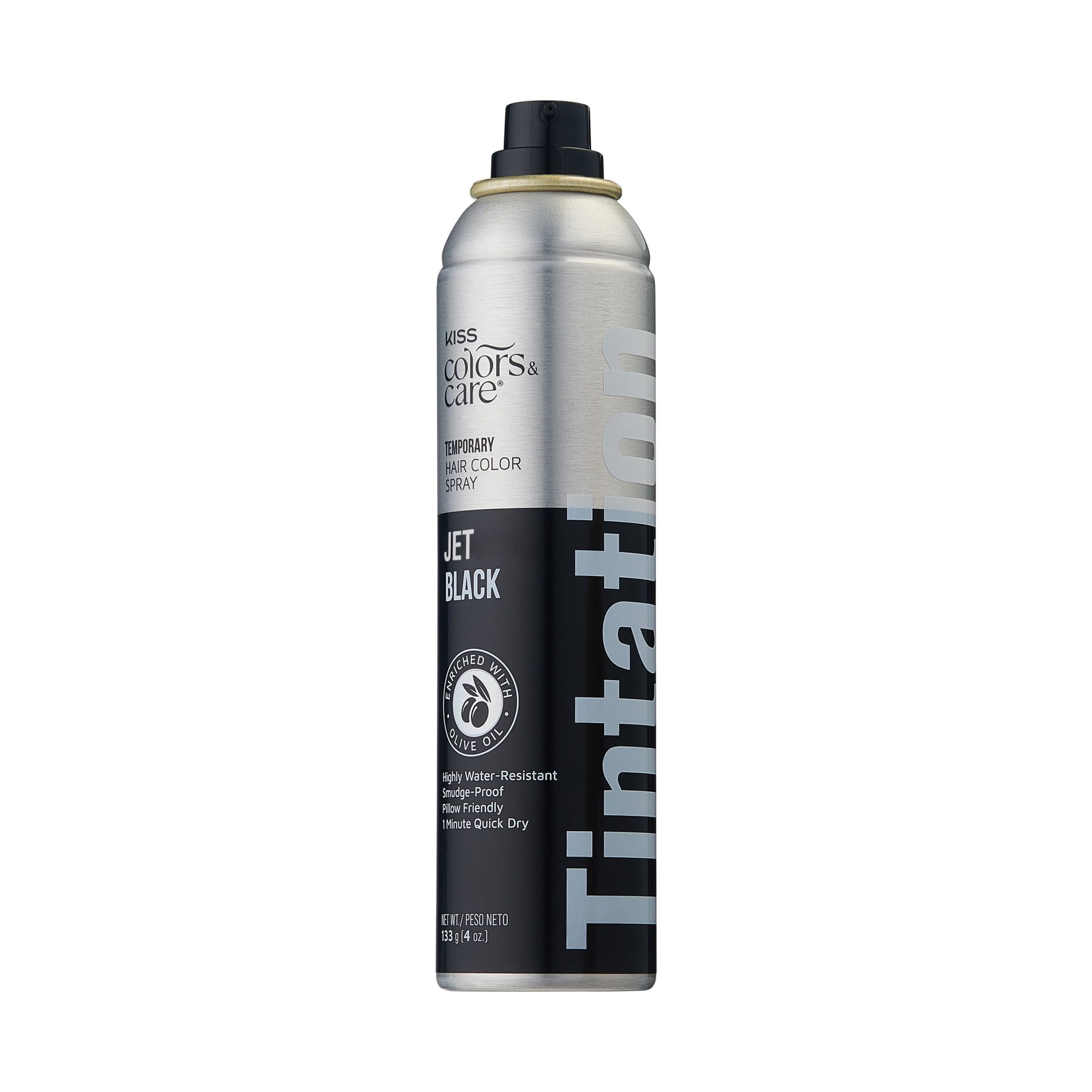 Kiss Colors & Care Tintation Hair Color Spray, Jet Black, 4.25 oz