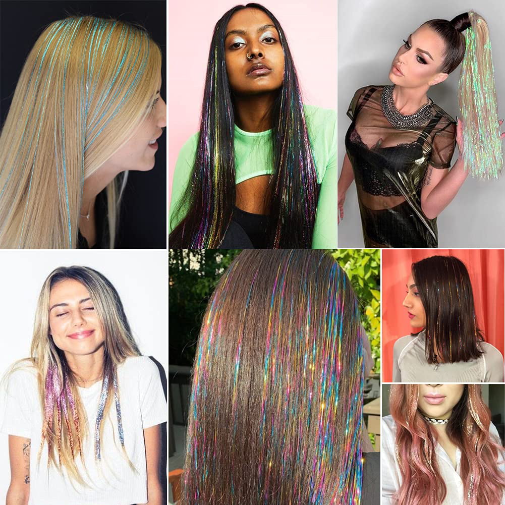 Hair Tinsel Kit With Tools 12 Colors 3000 Strands Hair Tinsel Kit Shiny  Fairy Hair Tinsel Extensions Colord Party Highlights Glitter Hair Extensions  M | Hair Tinsel Kit With Tools 12 Colors