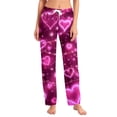 thumbnail image 2 of Valentine's Pajama Bottoms for Women Heart Print Soft Lounge Pants Drawstring Jogger Wide Leg Pajama Pants, 2 of 7