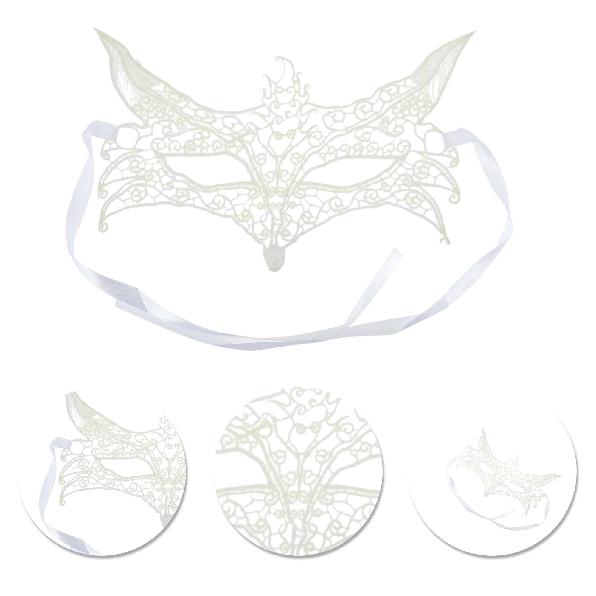 Unique Bargains 1 Pack Elegant Lace Half Face Party Mask White Pattern 5