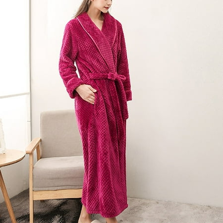 

VEKDONE 2023 Clearance Plush Robes for Women Women s Warm Fleece Robe Ladies Sleepwear Thicken Nightgown Long Plush Sherpa Bathrobe for Winter