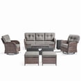 thumbnail image 2 of PARKWELL Wicker Patio Furniture Set with Fire Pit Table, Outdoor Luxury High-Back Sectional Swivel Rocker Chairs Sets, Oversized 7-Seat Conversation Set for Porch, Balcony, Deck, Brown/Gray, 2 of 12