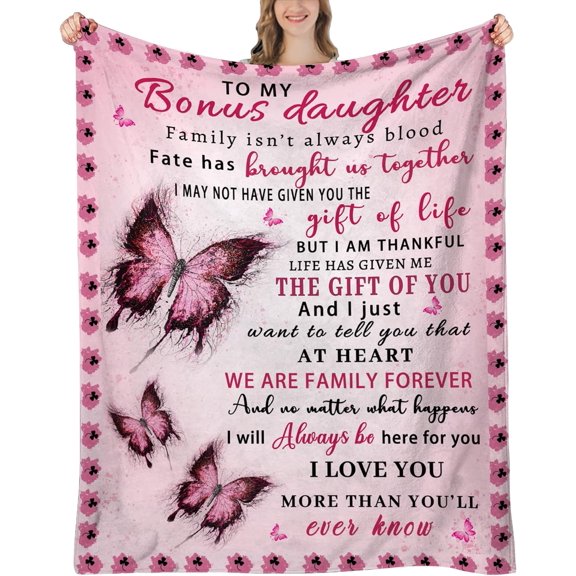 Bonus Daughter Gifts, Step Daughter from Stepmom, Bonus Daughter Birthday Gifts Butterfly, Step Daughter Gifts, Unbiological Daughter Gifts, Gifts for Step Daughter, Bonus Daughter Blanket