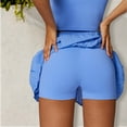 thumbnail image 5 of Women's High Waist Pleated Skort with Built-In Shorts and Asymmetrical Wrap Design- Small, Blue, 5 of 6