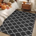 thumbnail image 4 of Black Plaid Washable Area Rug 4 x 6 ft Retro Country Moroccan National Geometrical Plaid , Soft Non Slip Rugs Stain Repellent Indoor Felt Carpet for Living Dining Room Bedroom Home Office, 4 of 9