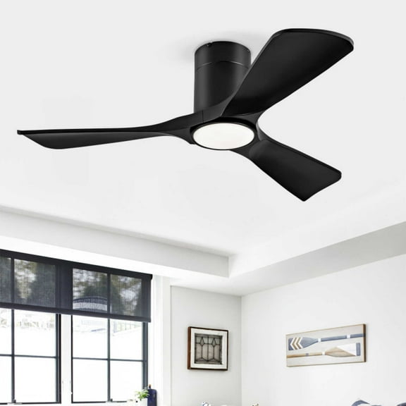 BOFANG 42 Inch Flush Mount Ceiling Fan with Light Remote Control Dimmable LED