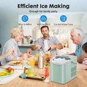 EDX Countertop Ice Maker, Self-Cleaning Portable Ice Maker Machine with Handle and Ice Scoop, Bullet Ice Cubes, 9Pcs/6Min 26.5Lbs/24H for Home/Kitchen/Bar/Party, Green