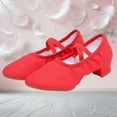 thumbnail image 7 of SYMSHOES Red Canvas Dance Shoes for Women - Non-Slip Comfortable, Low Block Heel & Elastic Strap, Ideal for Dance Practice & Daily Wear (36-42),Size 38, 7 of 7