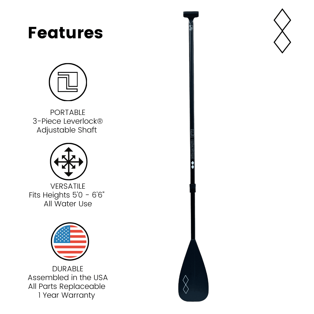 Diamond Lite Leverlock® Adjustable Carbon Blend 3-Piece Stand Up Paddle