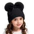 thumbnail image 2 of NAISIBABY Toddler Beanie Hat with Pom, Thicken Warm Knitted Cotton Stretch Soft Boys Girls Winter Ski Cap Black 6-36Months, 2 of 6