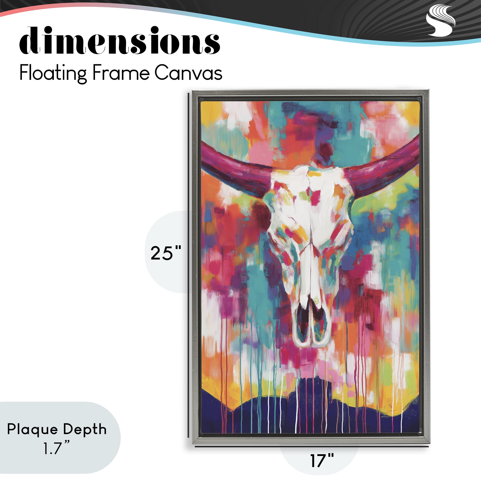 Stupell Industries Spirit Of The West Skull Gray Framed Floater Canvas Wall Art, design by Chromatic Storm Studio