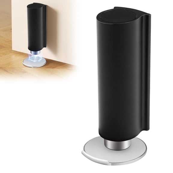 Magnetic Door Stoppers for Bottom of Door, Heavy Duty Black Stainless Steel Wedge Stopper, No Drilling Required