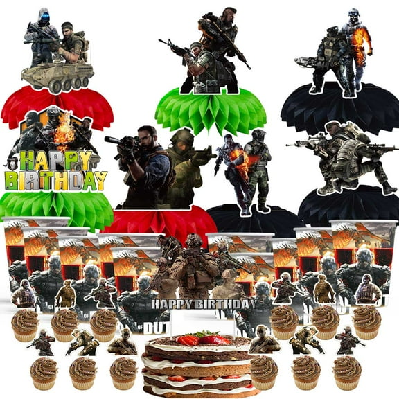 Call Of Duty Party Supplies Decor Cups Fans Decorations Honeycomb Centerpieces Cake Toppers