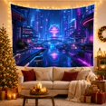 thumbnail image 3 of Futuristic Cityscape with a Glowing Pink Dome on Water, Dramatic Digital Art for Anime Fans, Sci-Fi Wall Art Decor, Housewarming Gift Tapestry Wall Hanging for Gaming Room and Bedroom, 3 of 7