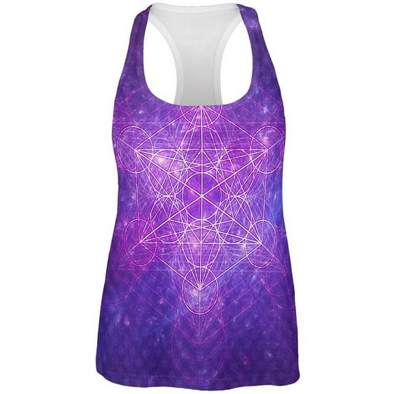 Sacred Geometry Metatron Cube Map of Creation All Over Womens Work Out Tank Top Multi LG