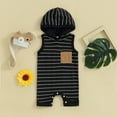 thumbnail image 2 of Okbabeha Newborn Baby Boy Girl Summer Clothes Outfit 0 3 6 9 12 18 Mohths Striped Sleeveless Hoodie Romper Jumpsuit infant Hooded Onesie Onepiece Overall, 2 of 7