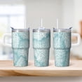 thumbnail image 2 of Double Wall 20oz Geometric Texture Tumbler with Handle, Stainless Steel Insulated Coffee Travel Mug Leak Proof Pattern, 2 of 5