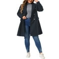 thumbnail image 3 of Agnes Orinda Women's  Plus?Size?Coat Long?Sleeve?Lapel Collar Double Breasted Elegant Pea Coat 3X Navy Blue, 3 of 7