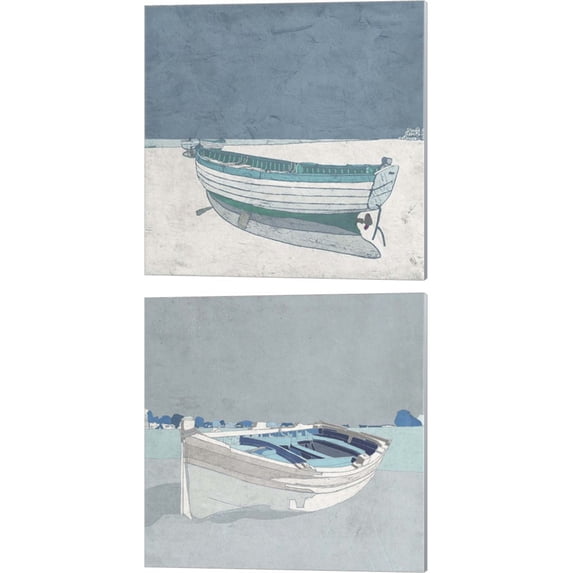 Great Art Now Docked Ashore by Ynon Mabat 2 Piece Canvas Art Set Each 14"W x 14"H