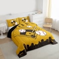 thumbnail image 3 of Homewish Cartoon Baseball Player Bedding Comforter Set for Kid, Yellow Brown City Print Twin Comforter Sets, Ball Sports Theme Reversible Bedding Set, Luxury Bedroom Decor, 2pcs, 3 of 8