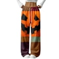 thumbnail image 2 of Trgacdwlo Halloween Fleece Pj Pants Women Spooky Season Flannel Wide Leg Womens Sleep Pants Festival Fall Winter Warm Pajama Pants Fuzzy, 2 of 6
